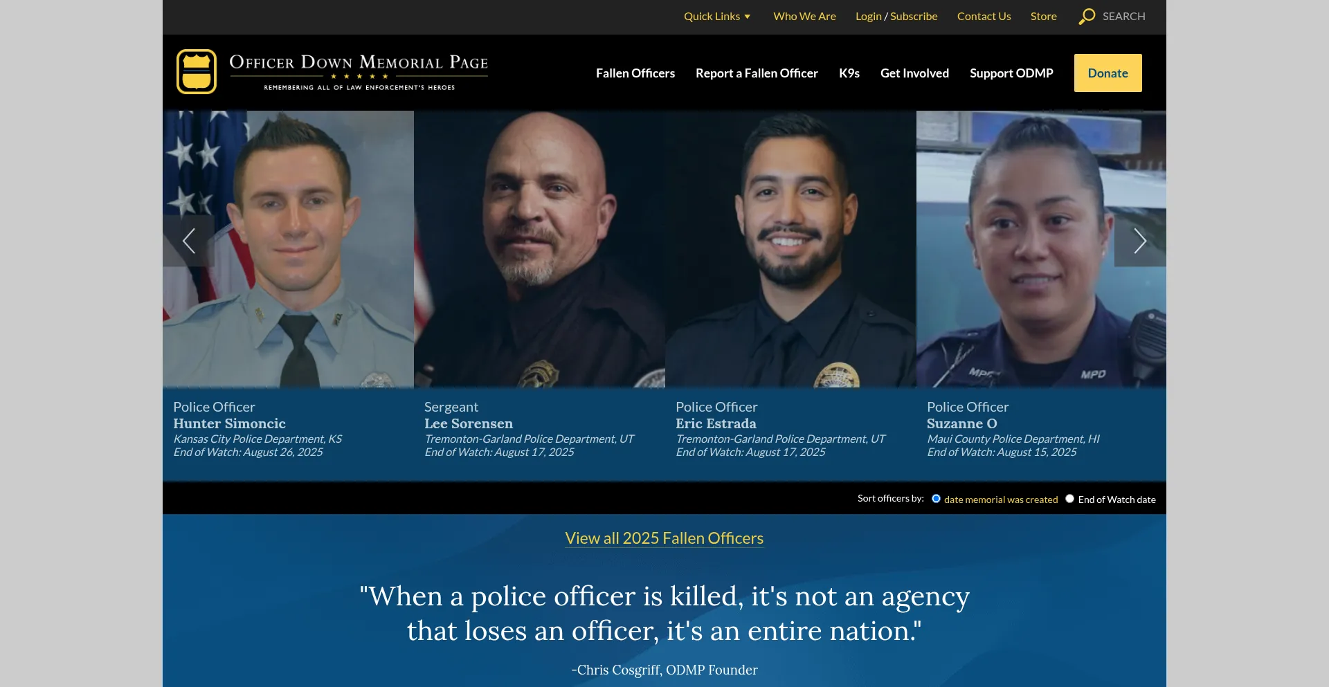 Website screenshot of Odmp.org
