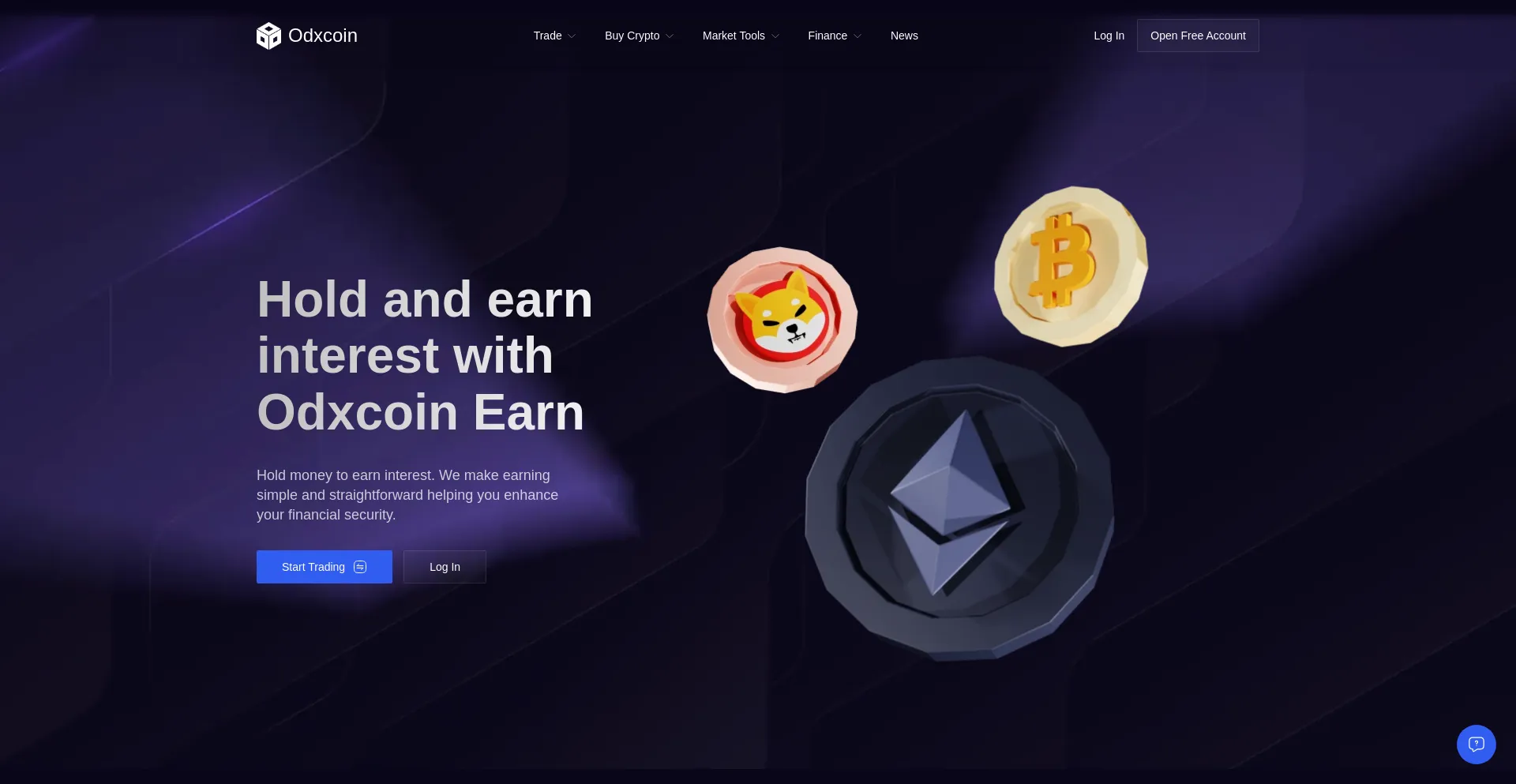 Website screenshot of Odxcoin.com