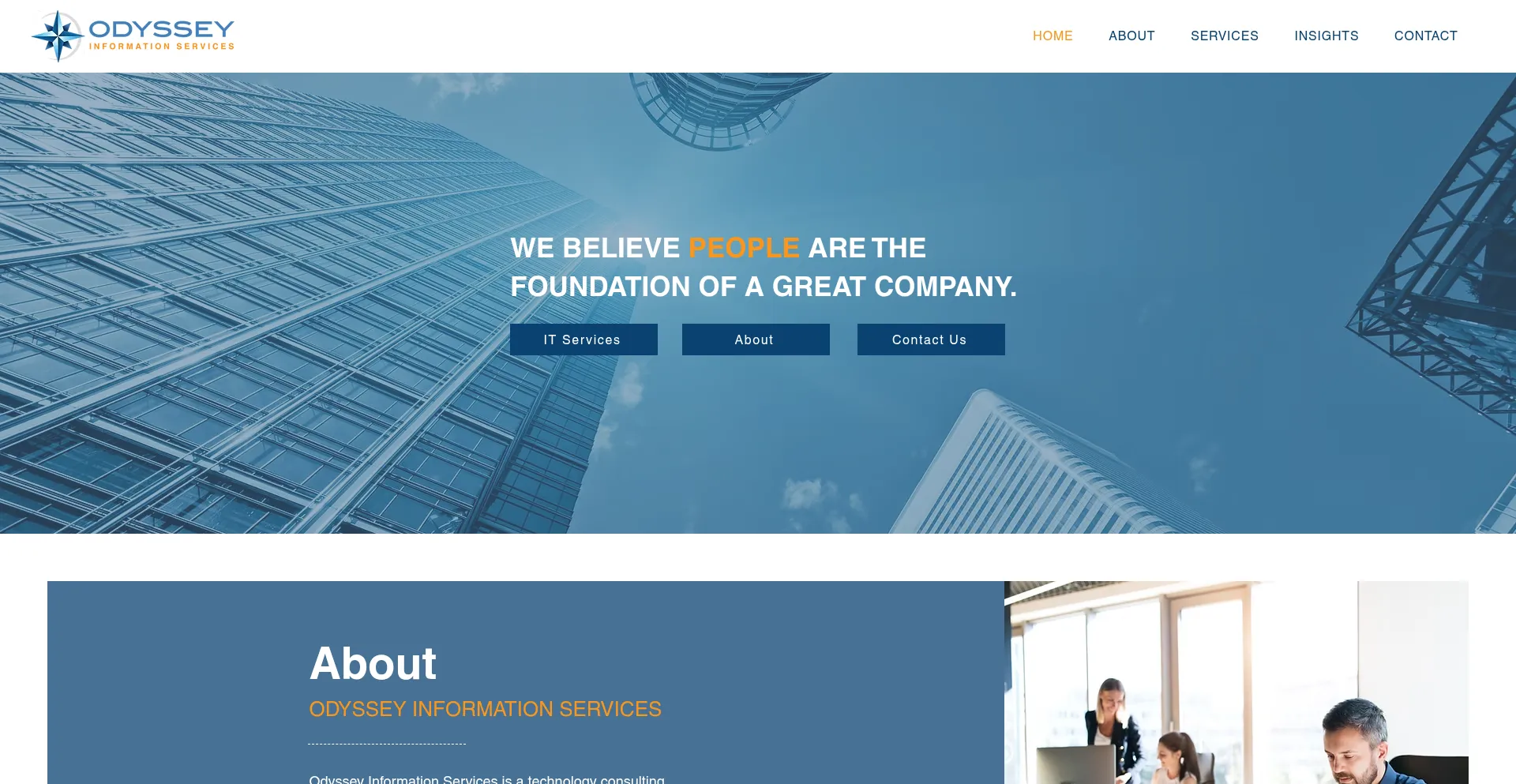 Website screenshot of Odysseyis.com