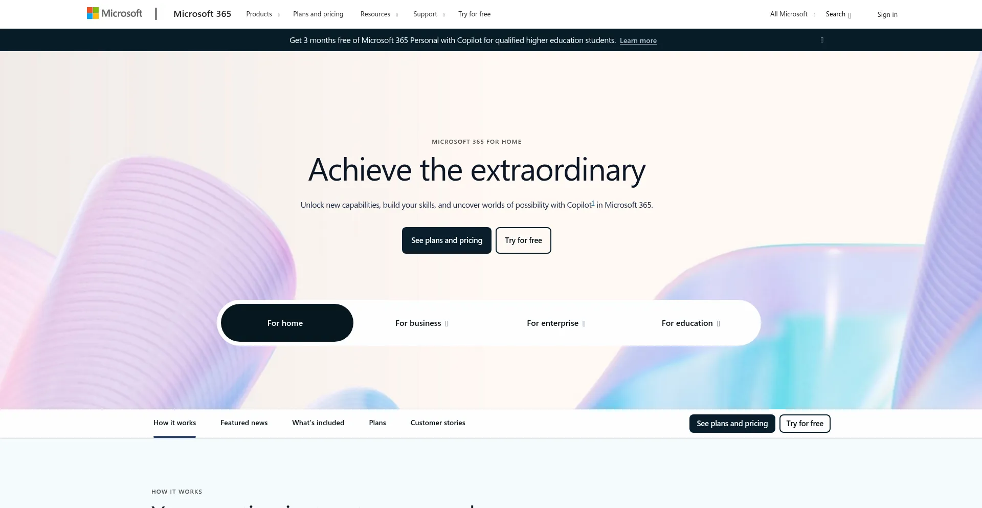 Website screenshot of Office365.com
