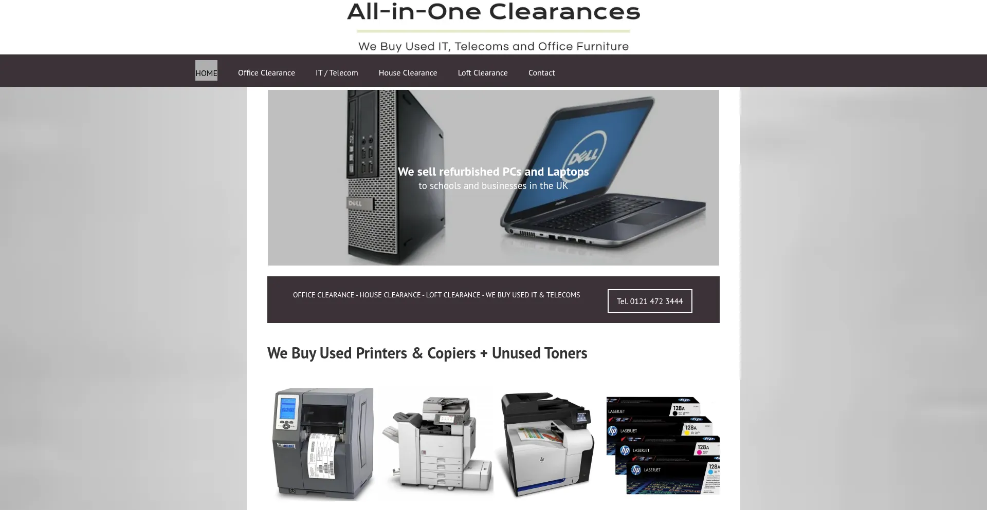 Website screenshot of Officeandhouseclearance.co.uk