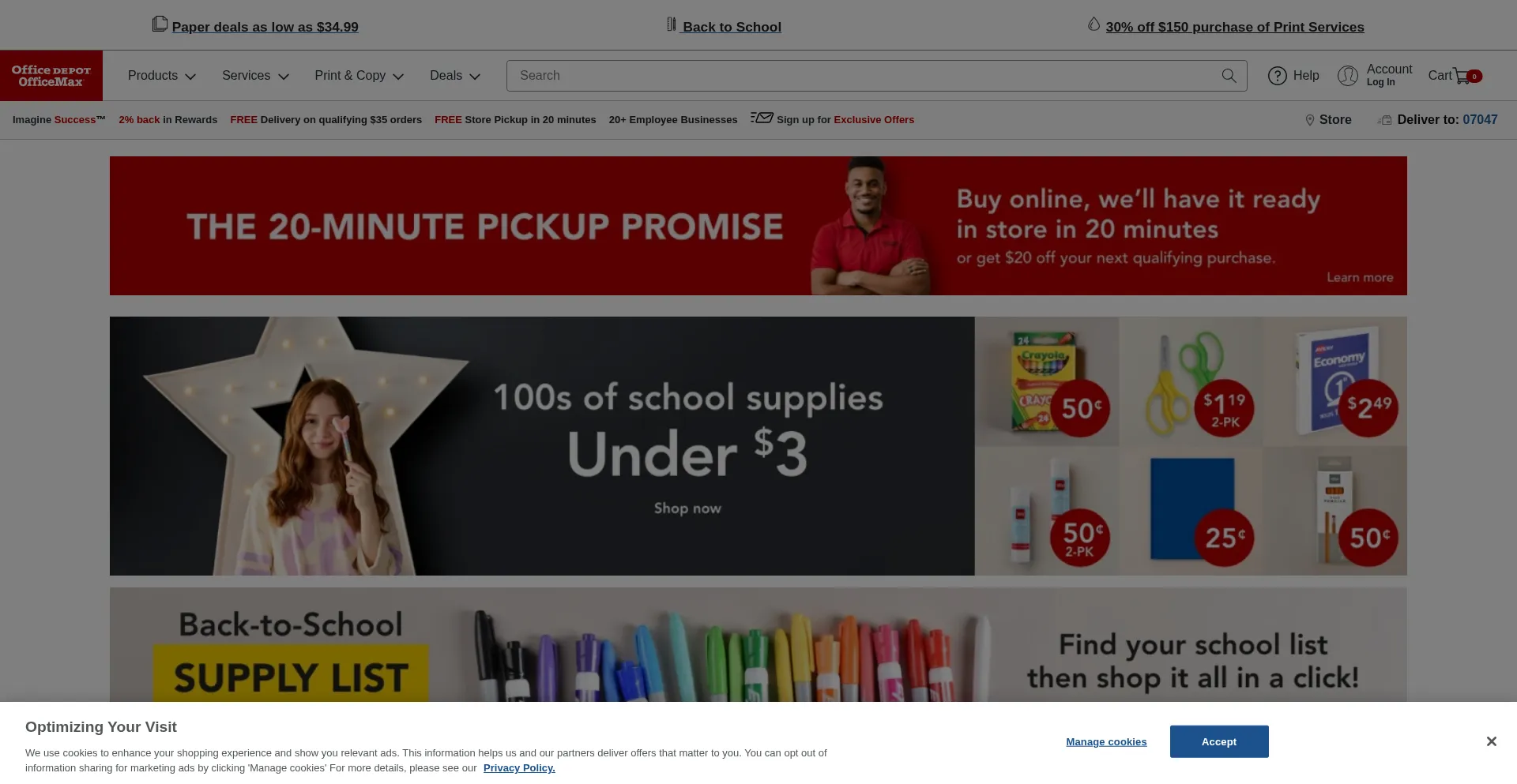 Website screenshot of Officedepot.com