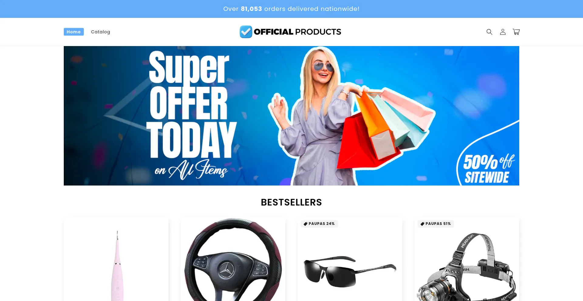 Website screenshot of Officialproductscan.shop