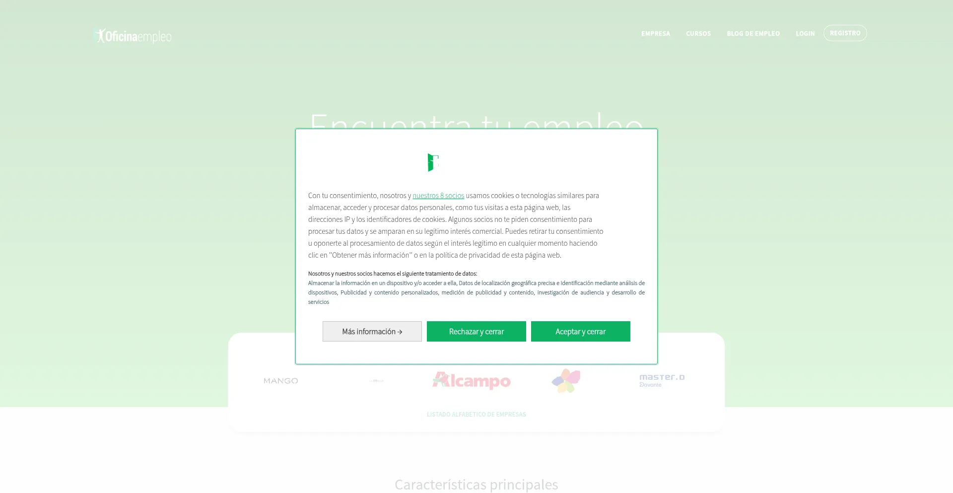 Website screenshot of Oficinaempleo.com