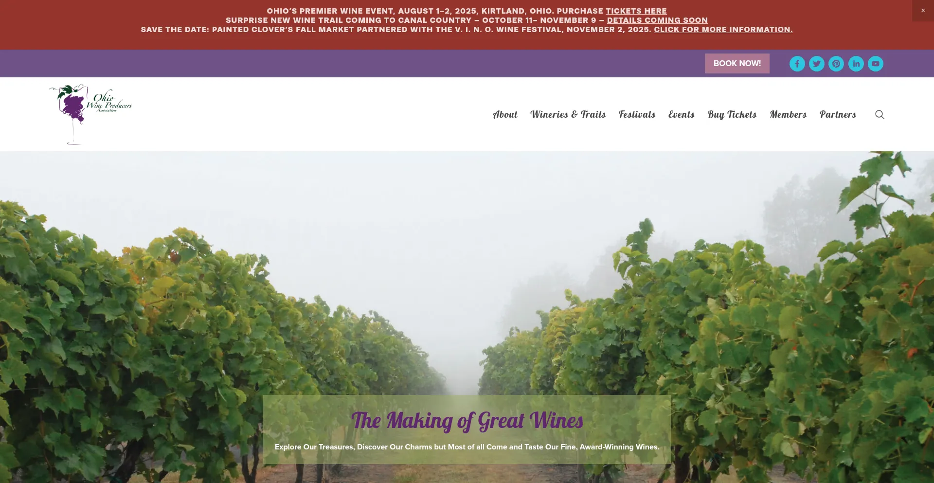 Website screenshot of Ohiowines.org