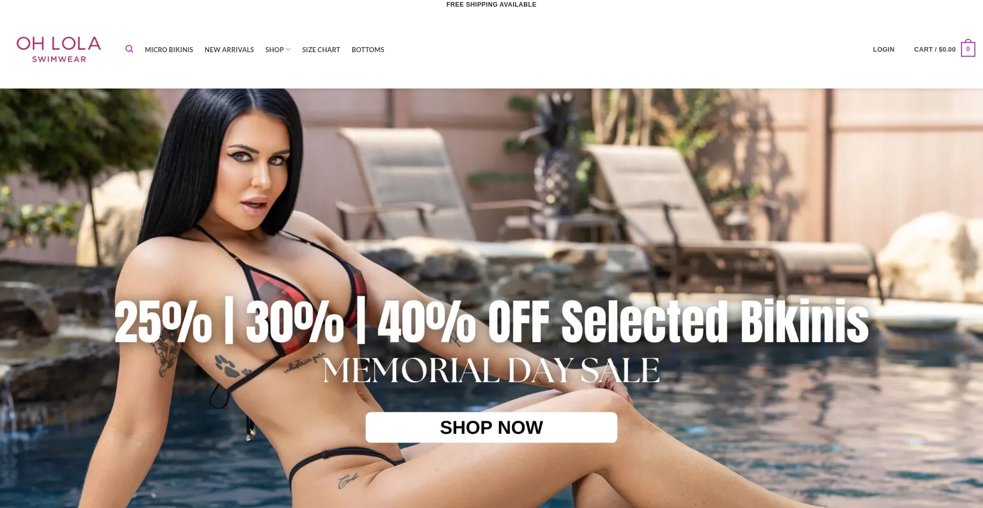 Website screenshot of Ohlolaswimwear.com