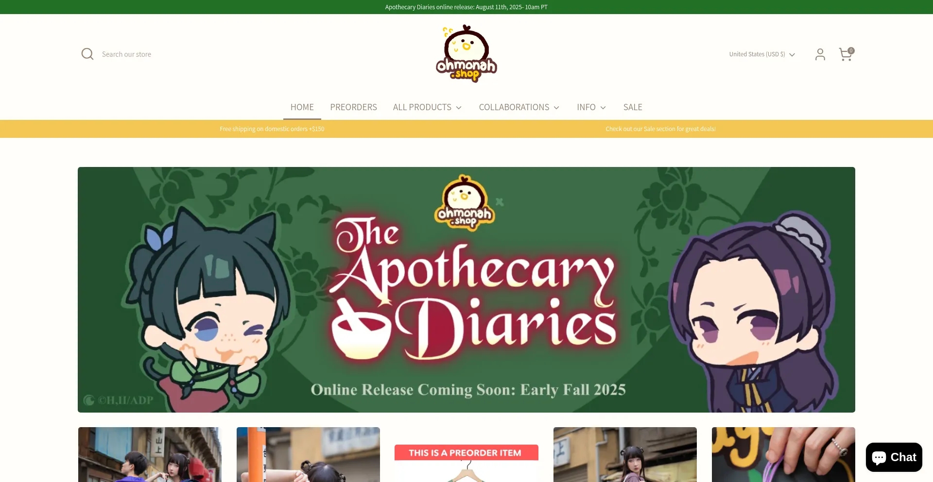 Website screenshot of Ohmonah.shop