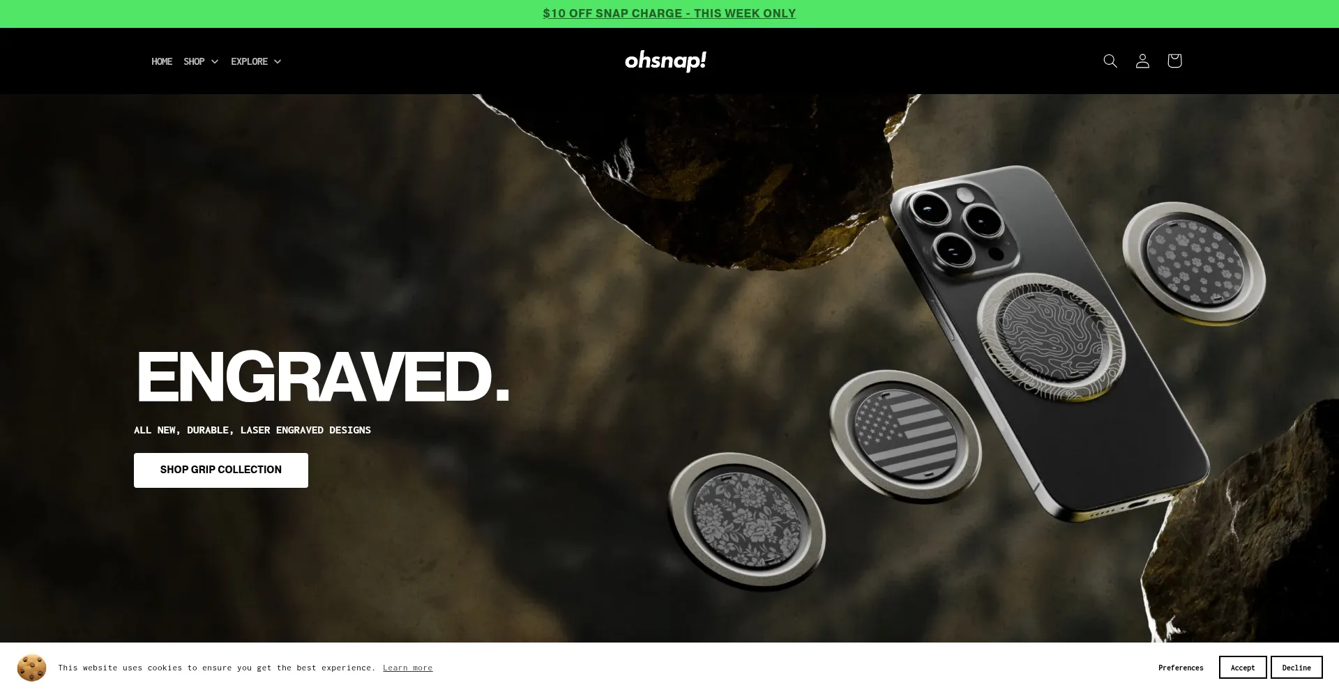 Website screenshot of Ohsnap.com