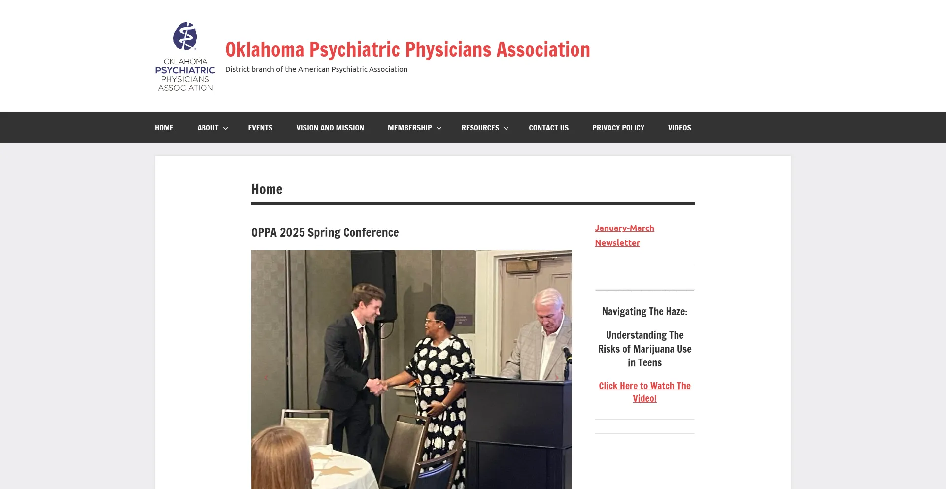 Website screenshot of Oklapsychiatry.org