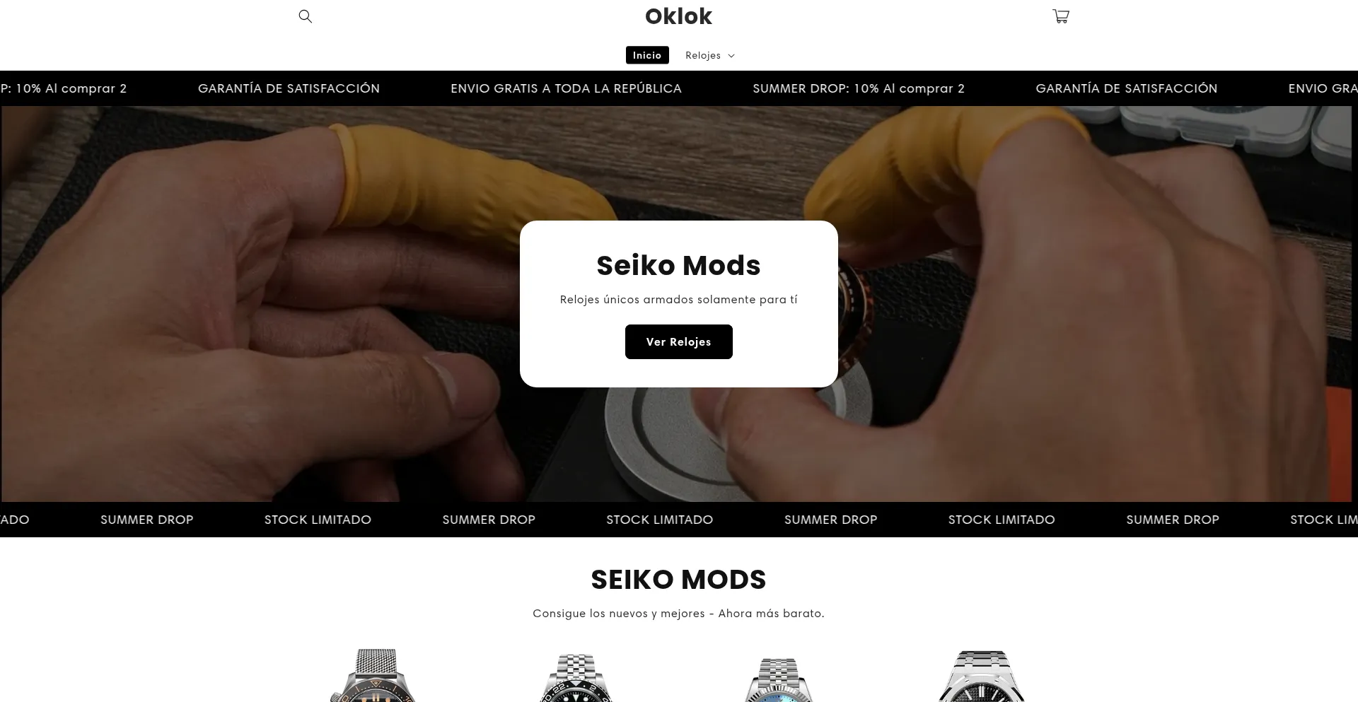 Website screenshot of Oklok.com.mx