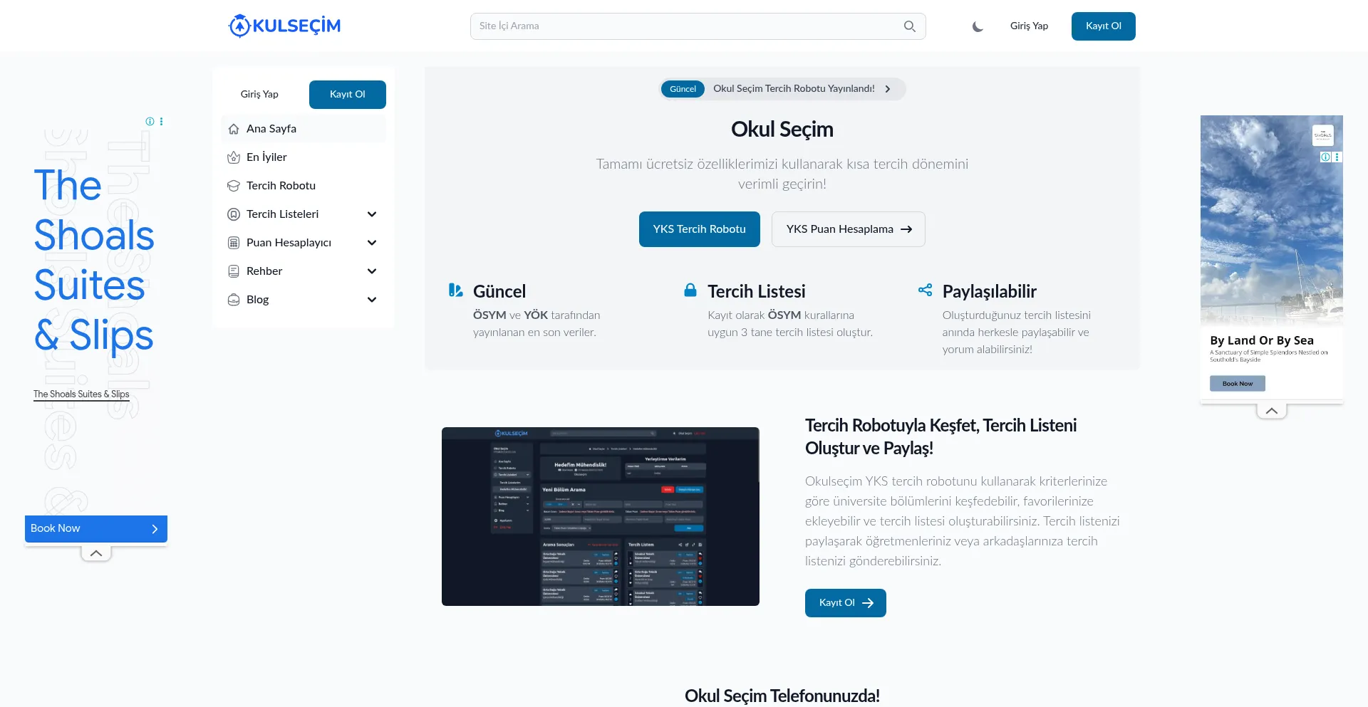 Website screenshot of Okulsecim.com