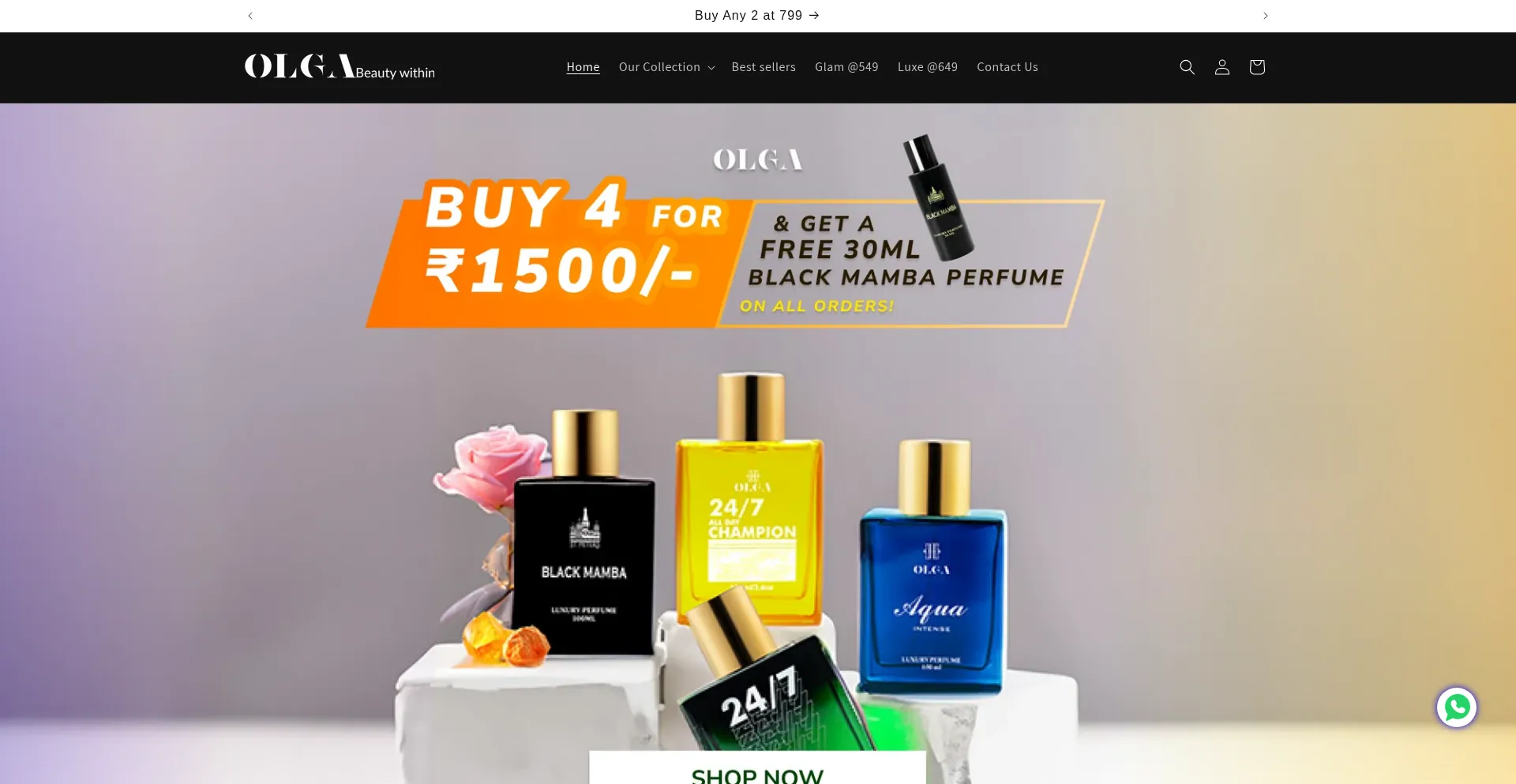 Website screenshot of Olgaperfume.com