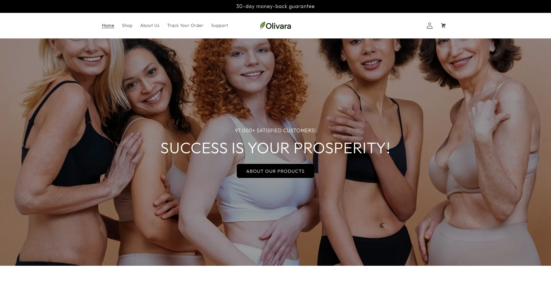 Website screenshot of Olivara.uk