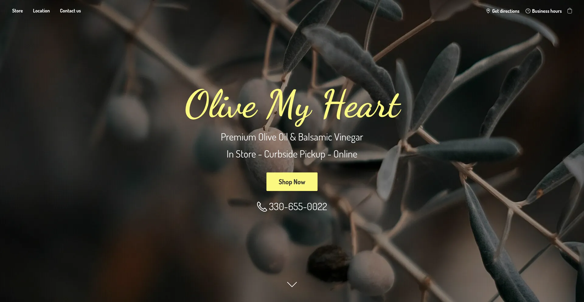 Website screenshot of Olivemyheart.com