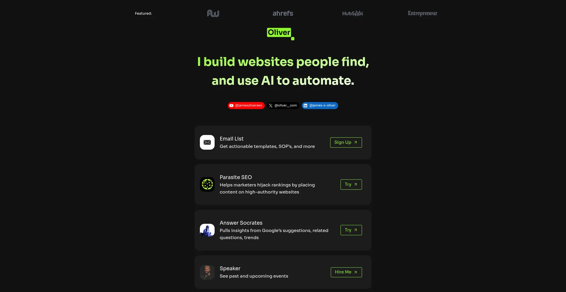 Website screenshot of Oliver.com