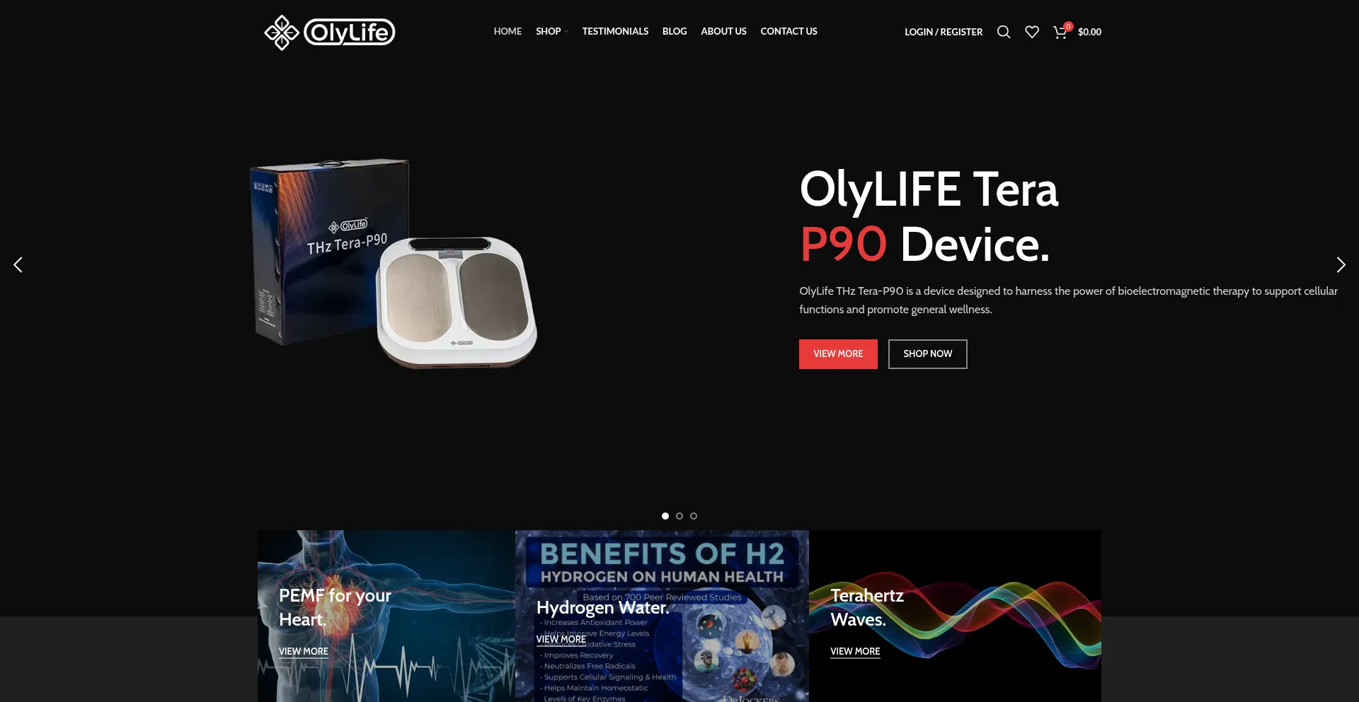 Website screenshot of Olylifecare.com