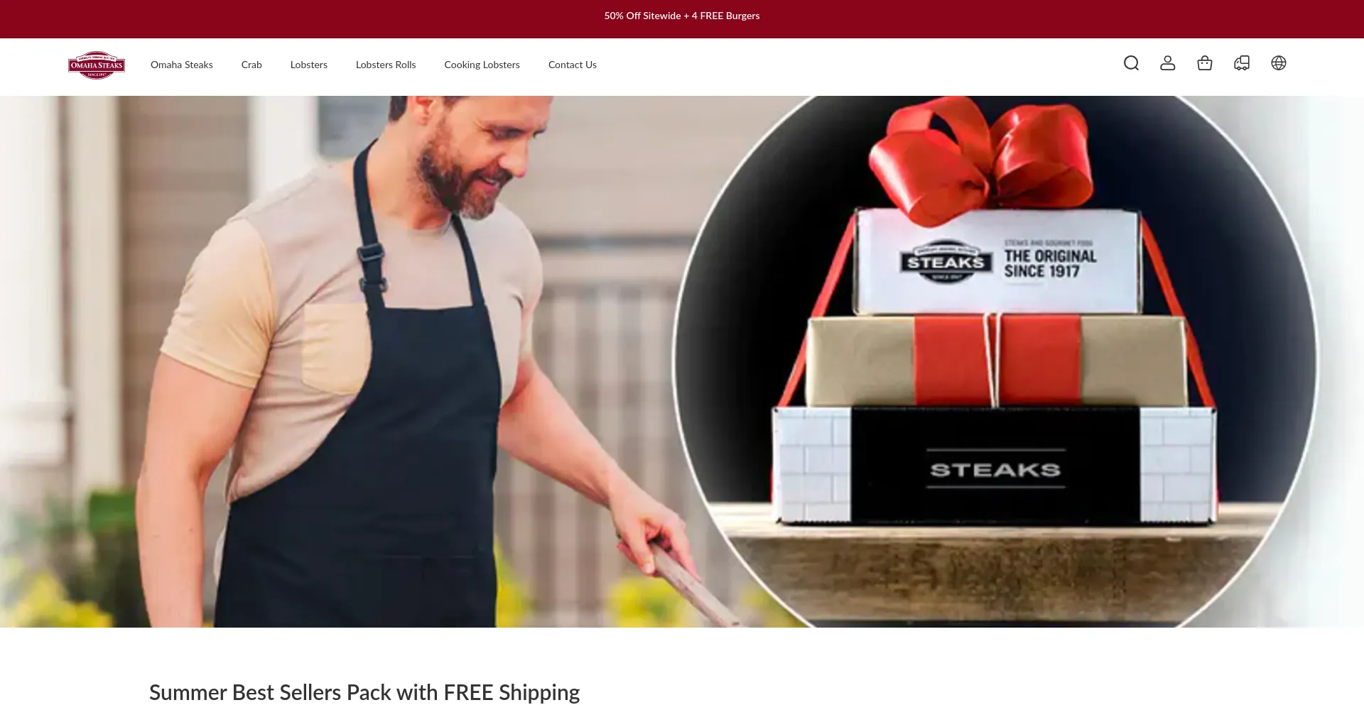 Website screenshot of Omahabeefcrate.com