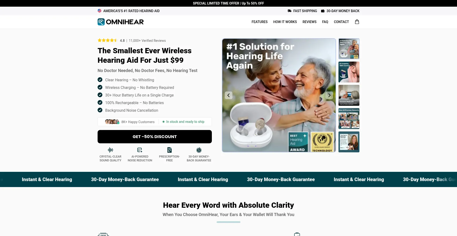 Website screenshot of Omnihear.com