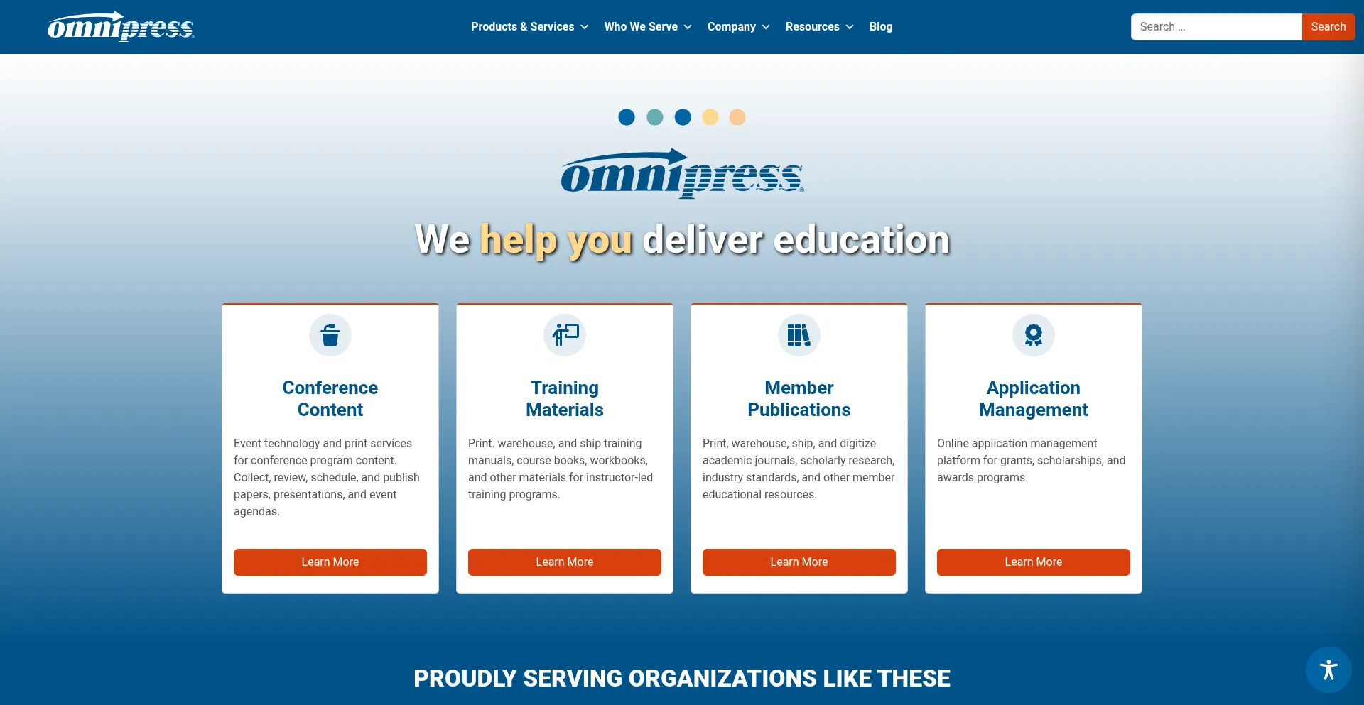 Website screenshot of Omnipress.com