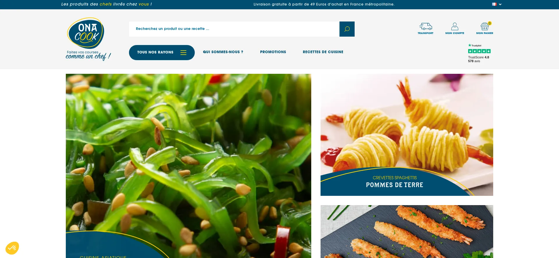Website screenshot of Onacook.com