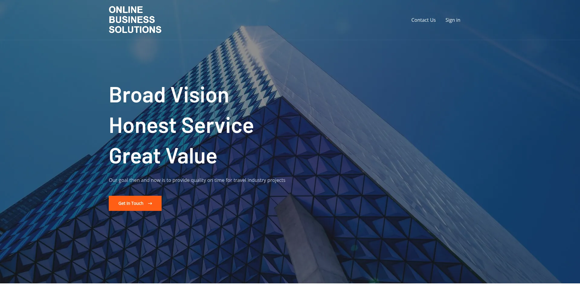 Website screenshot of Onbizs.com