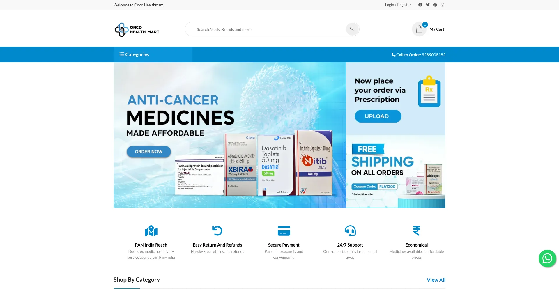 Website screenshot of Oncohealthmart.com