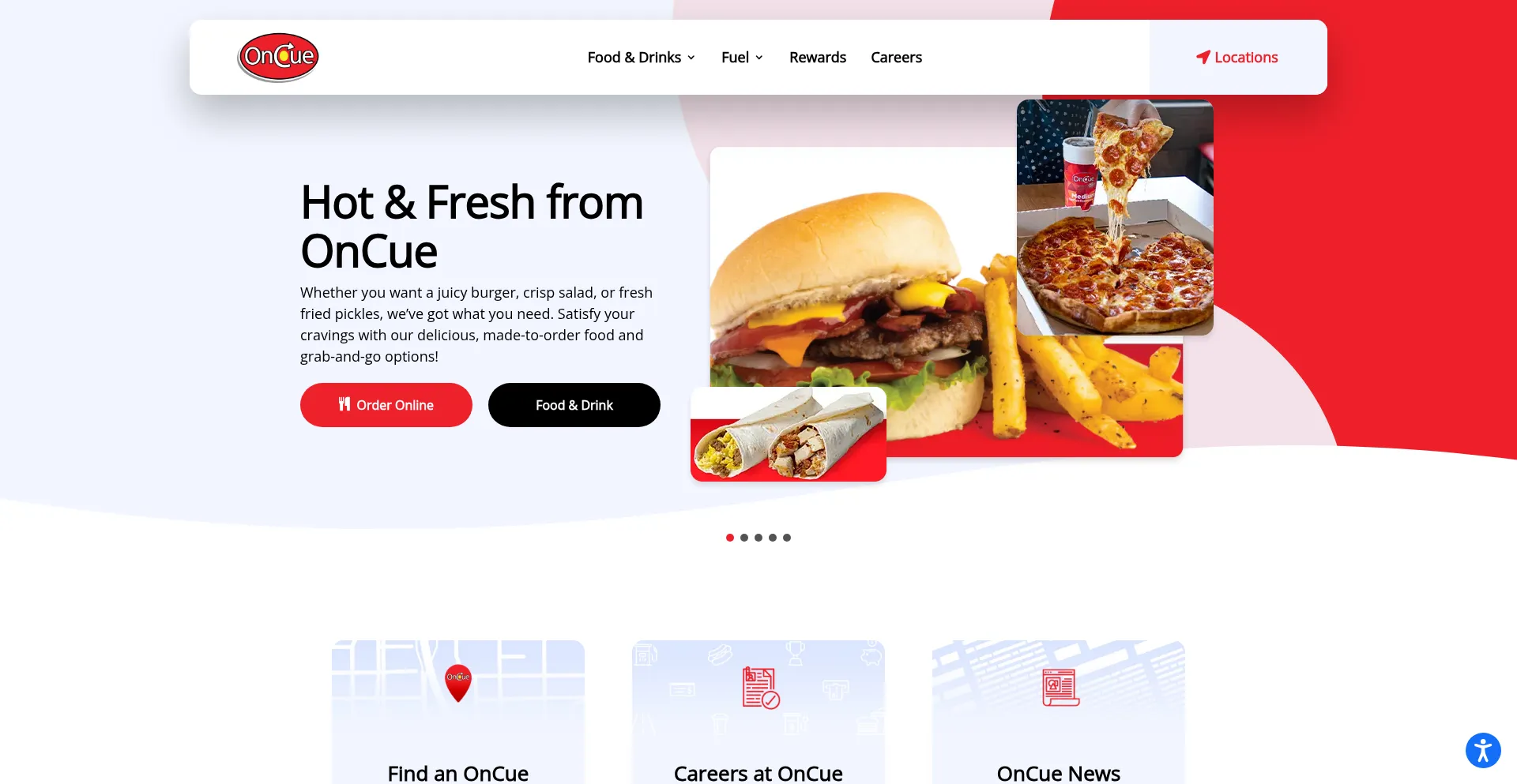 Website screenshot of Oncueexpress.com