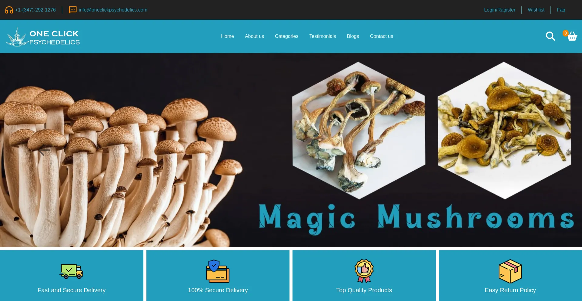 Website screenshot of Oneclickpsychedelics.com