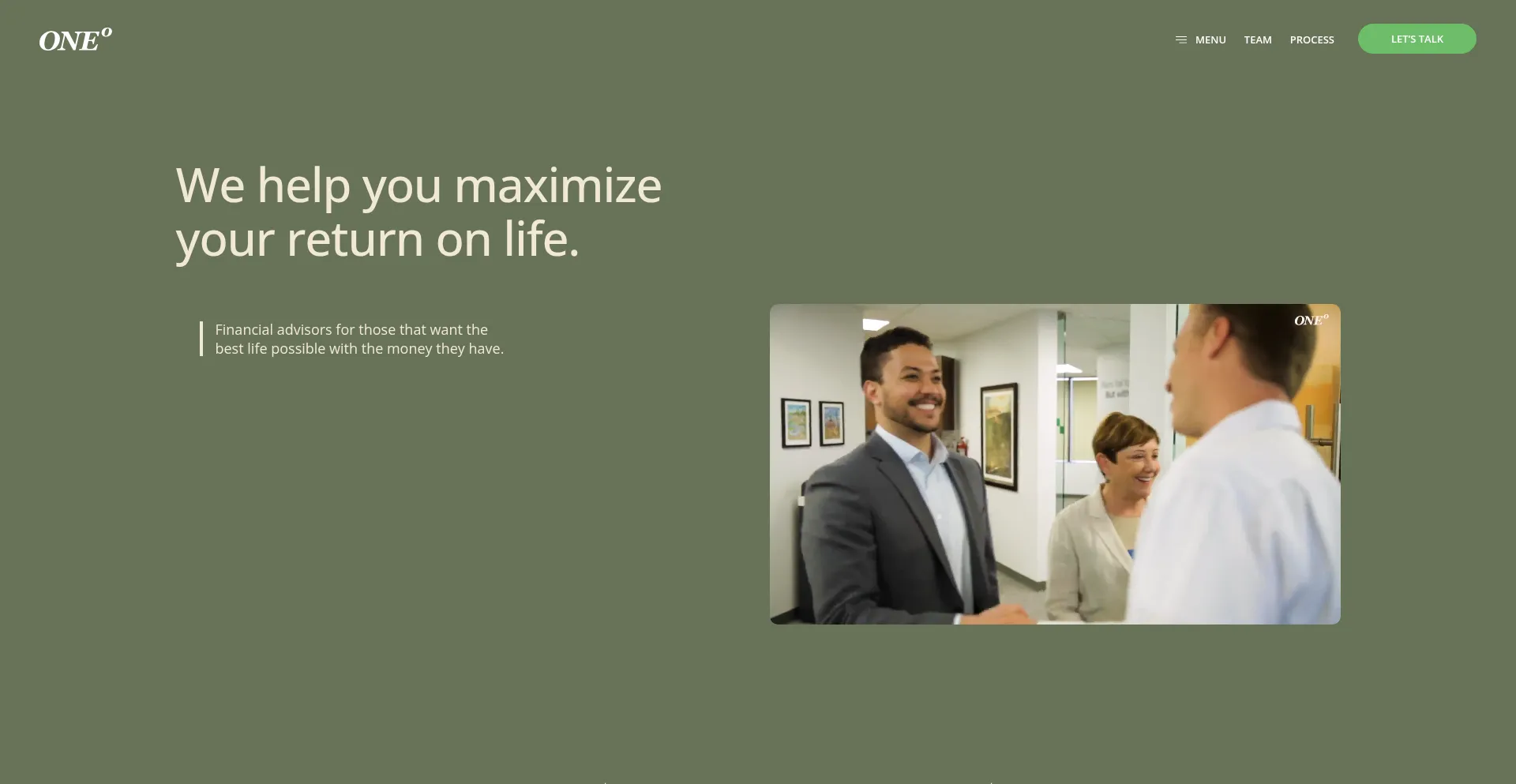 Website screenshot of Onedegreeadvisors.com