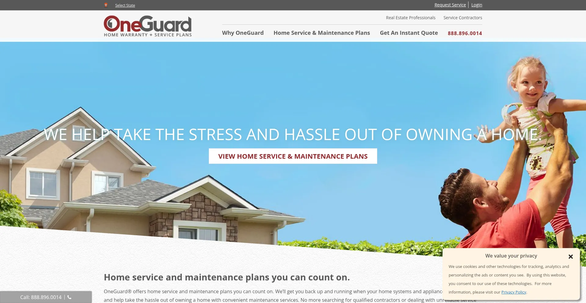 Website screenshot of Oneguardhw.com