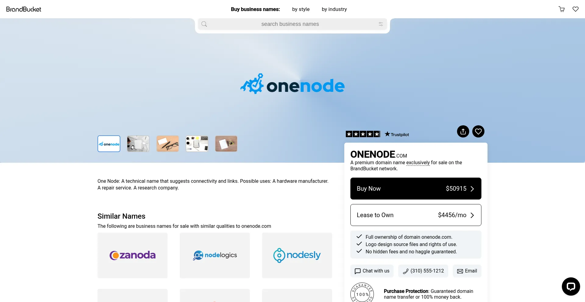 Website screenshot of Onenode.com