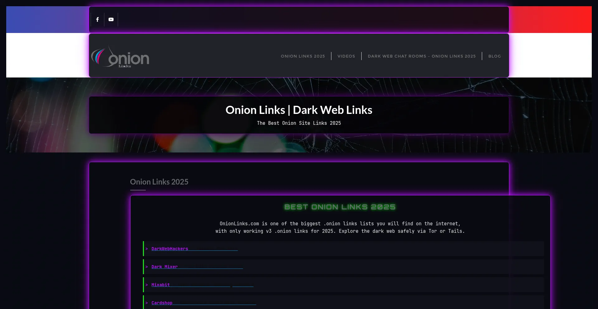 Website screenshot of Onionlinks.com