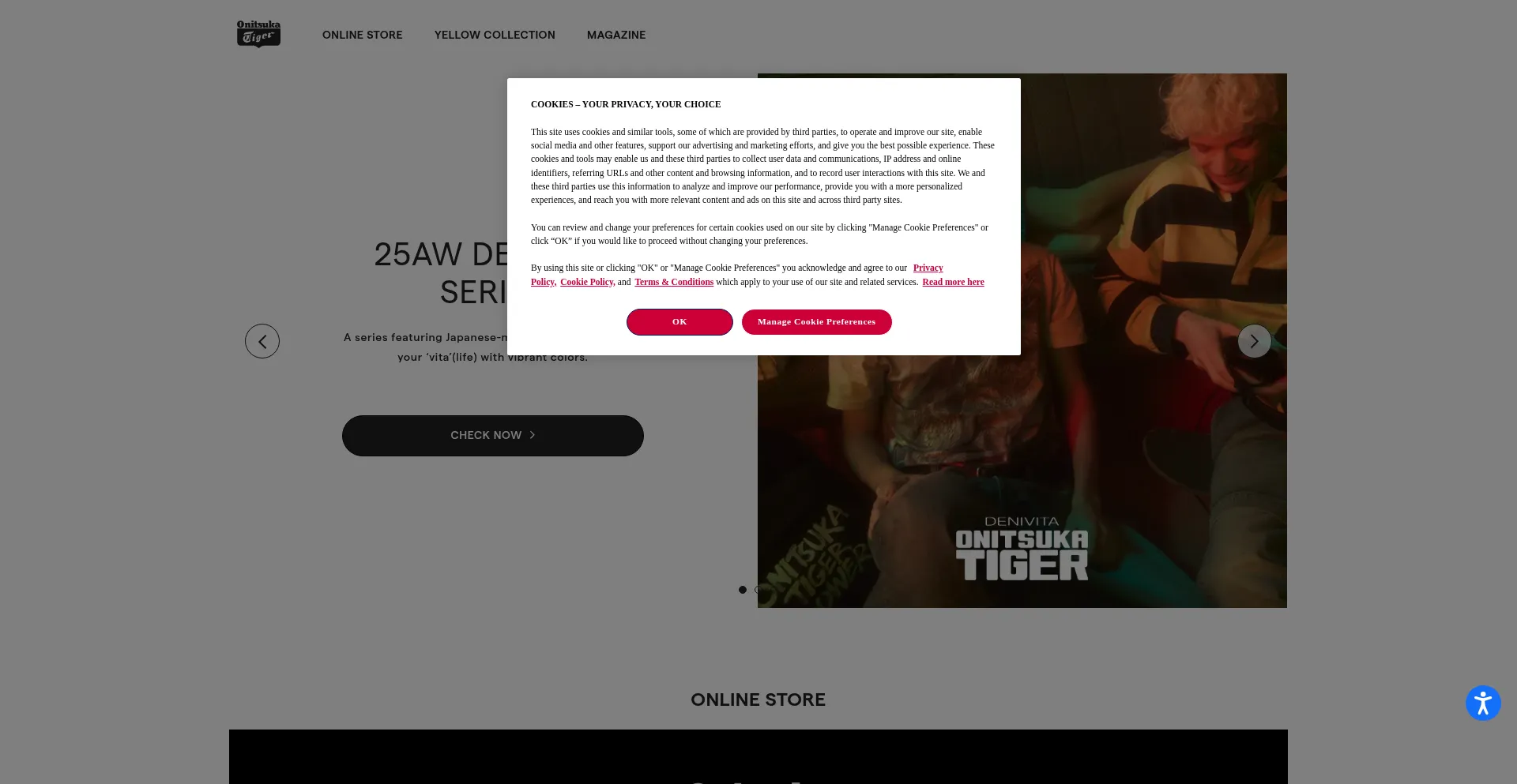 Website screenshot of Onitsukatiger.com