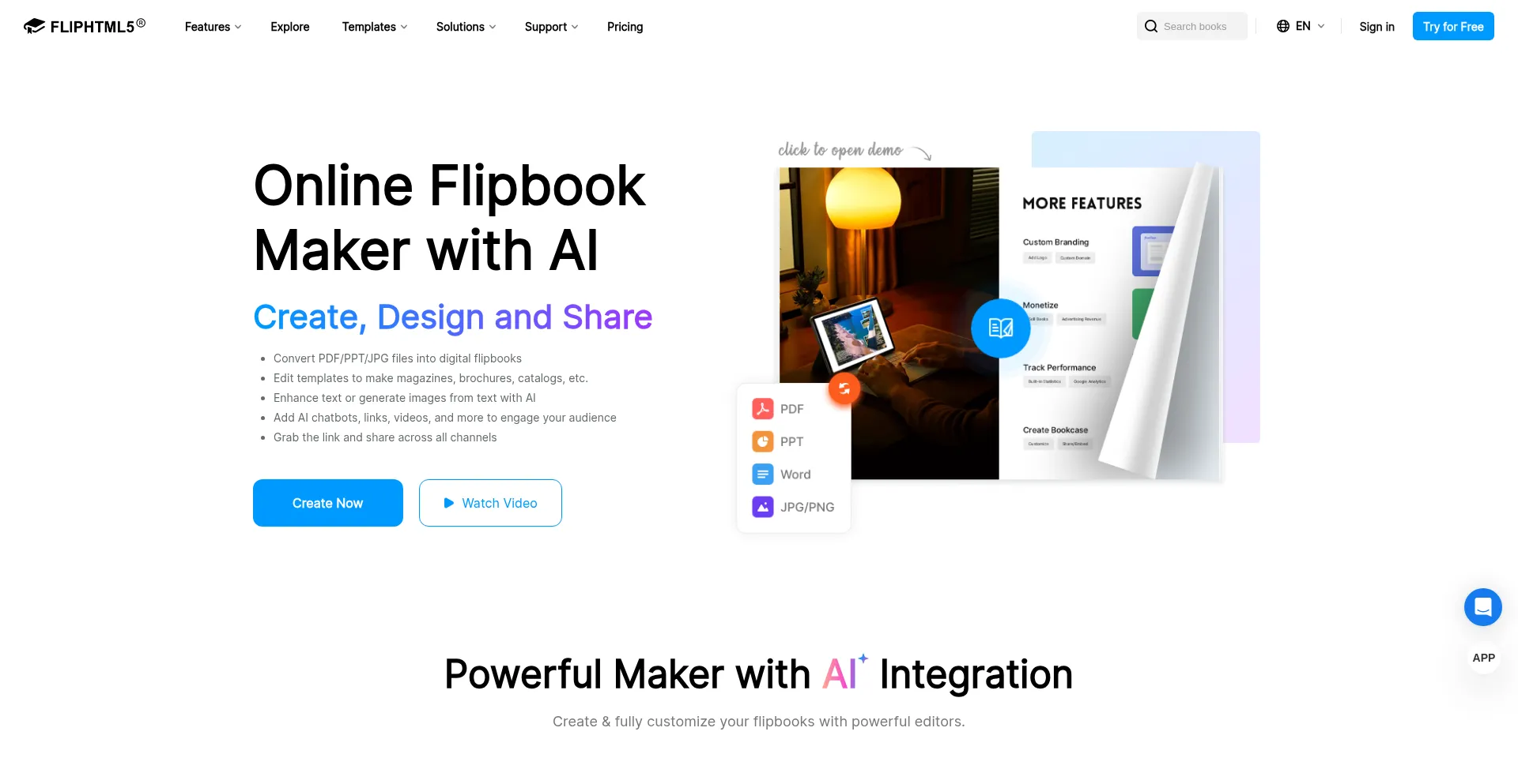 Website screenshot of Online.fliphtml5.com