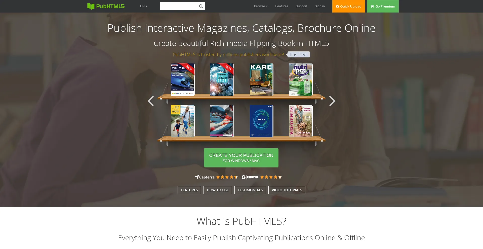 Website screenshot of Online.pubhtml5.com