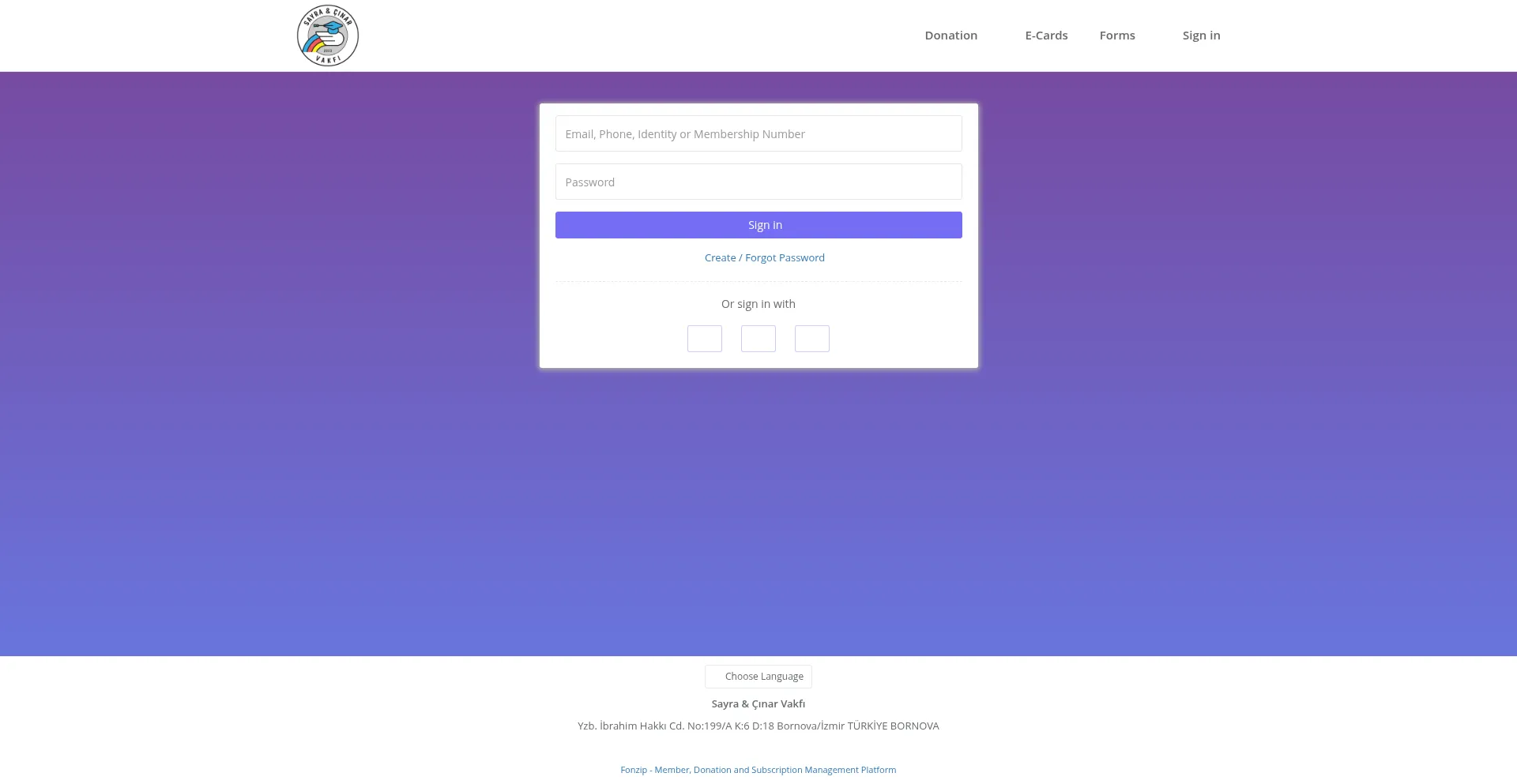 Website screenshot of Online.sayracinarvakfi.org.tr