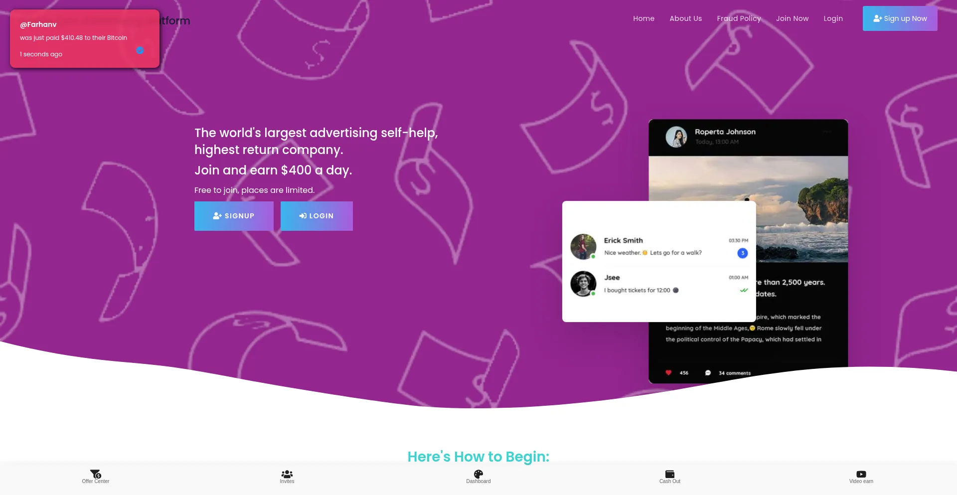 Website screenshot of Online-moneys.homes