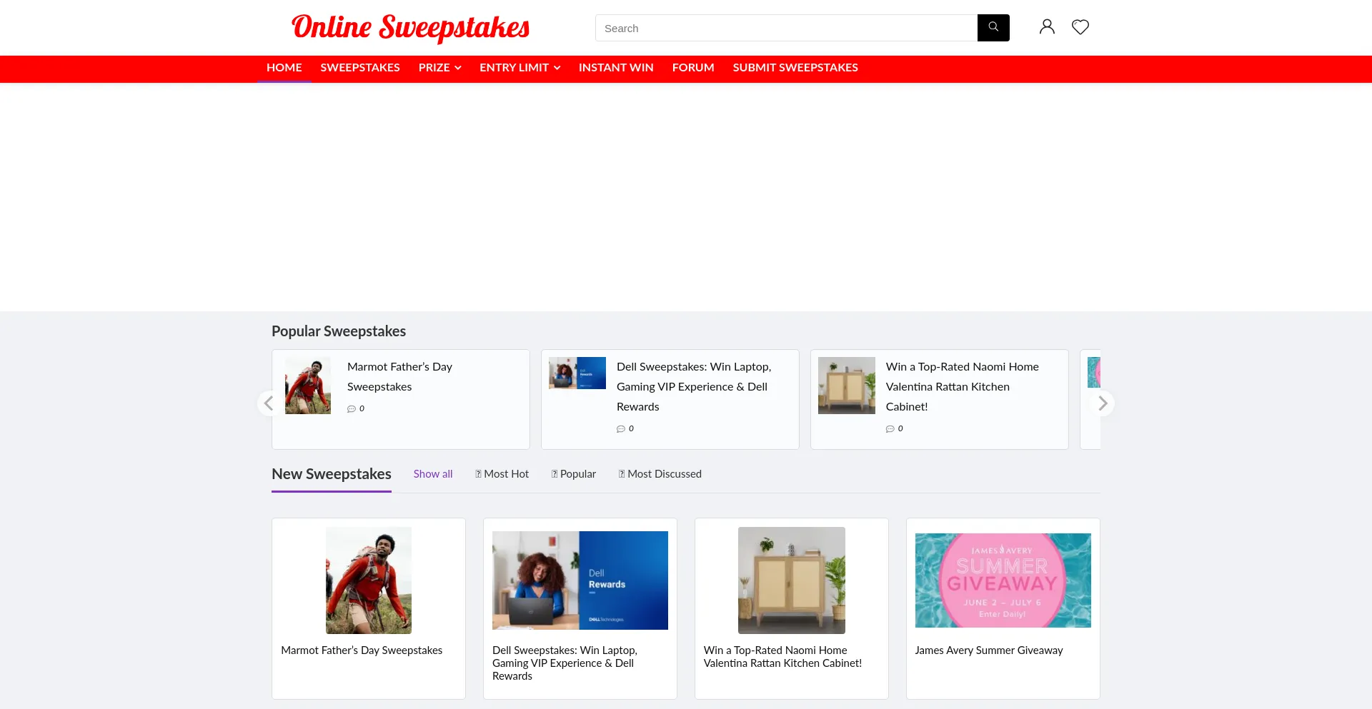 Website screenshot of Online-sweepstakes.com