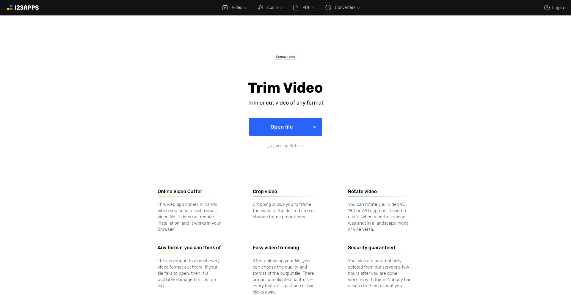 Website screenshot of Online-video-cutter.com