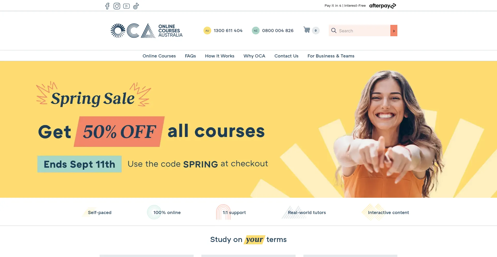 Website screenshot of Onlinecoursesaustralia.edu.au