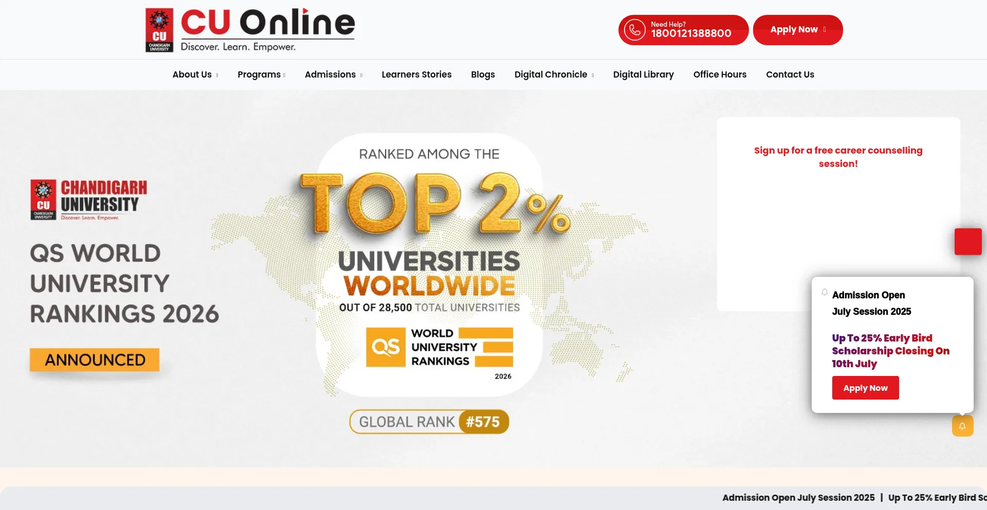 Website screenshot of Onlinecu.in