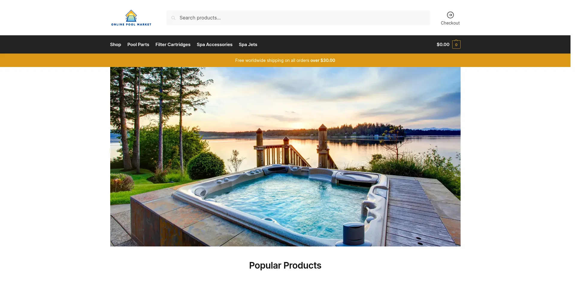 Website screenshot of Onlinepoolmarket.com