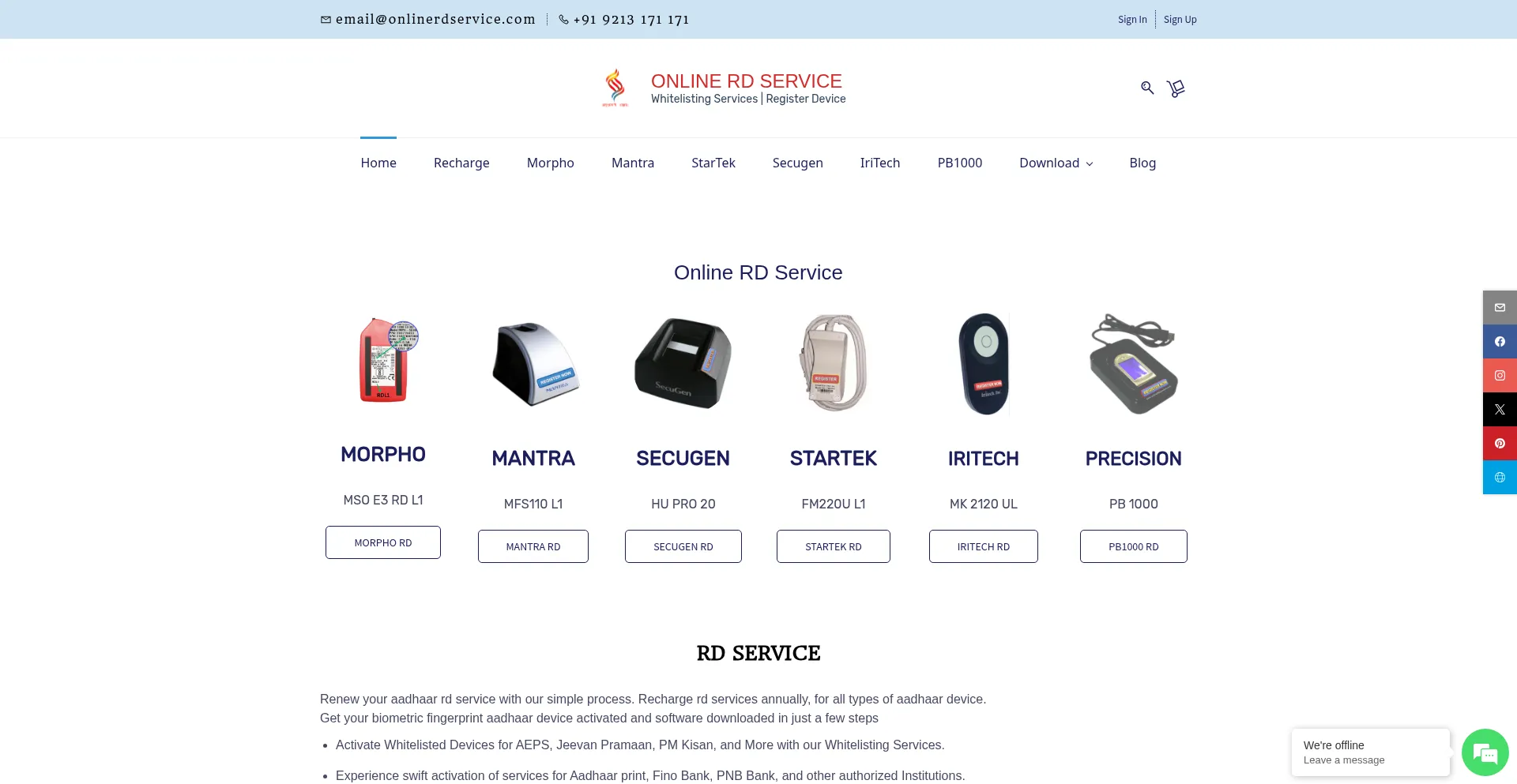 Website screenshot of Onlinerdservice.com
