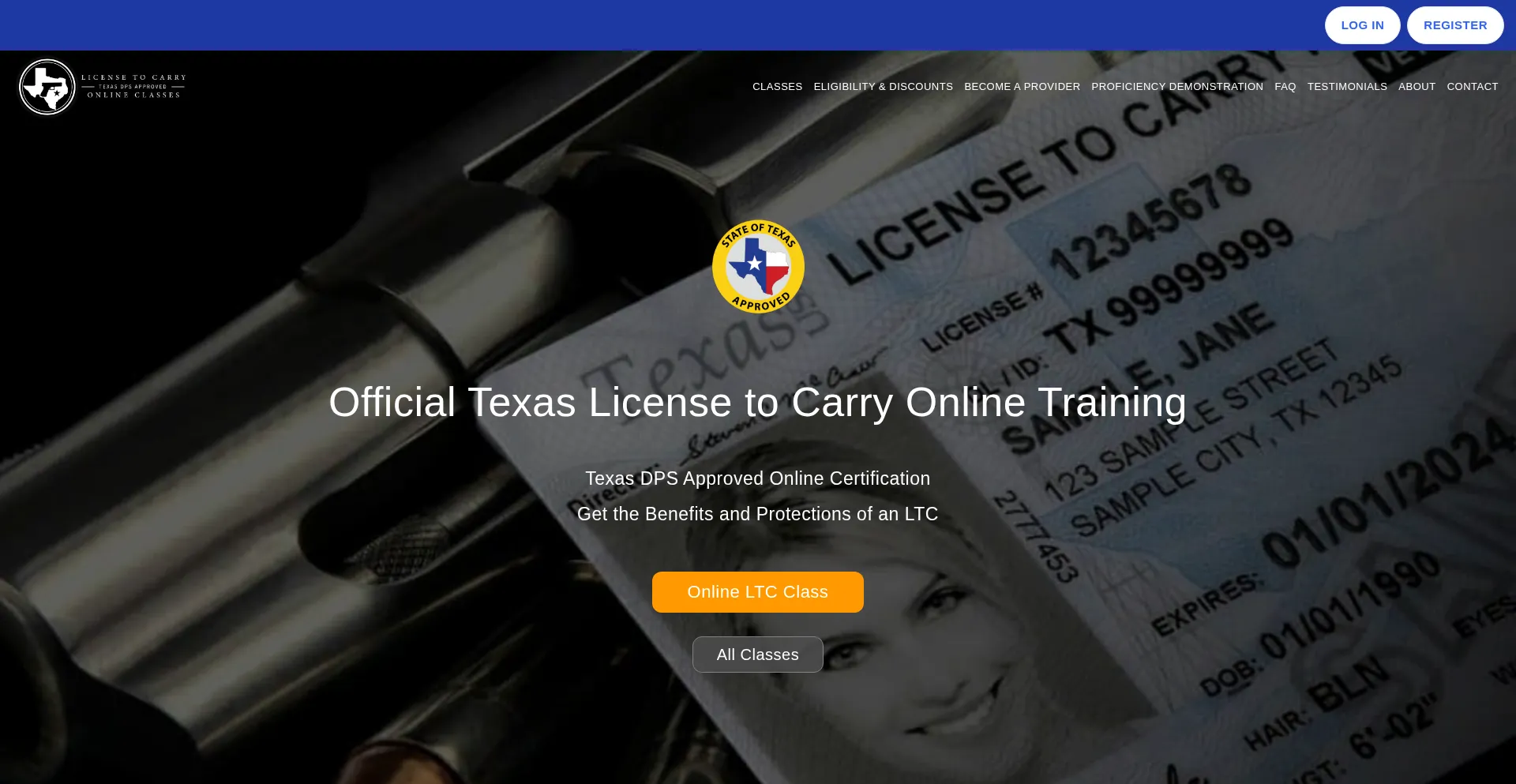 Website screenshot of Onlinetexasltc.com