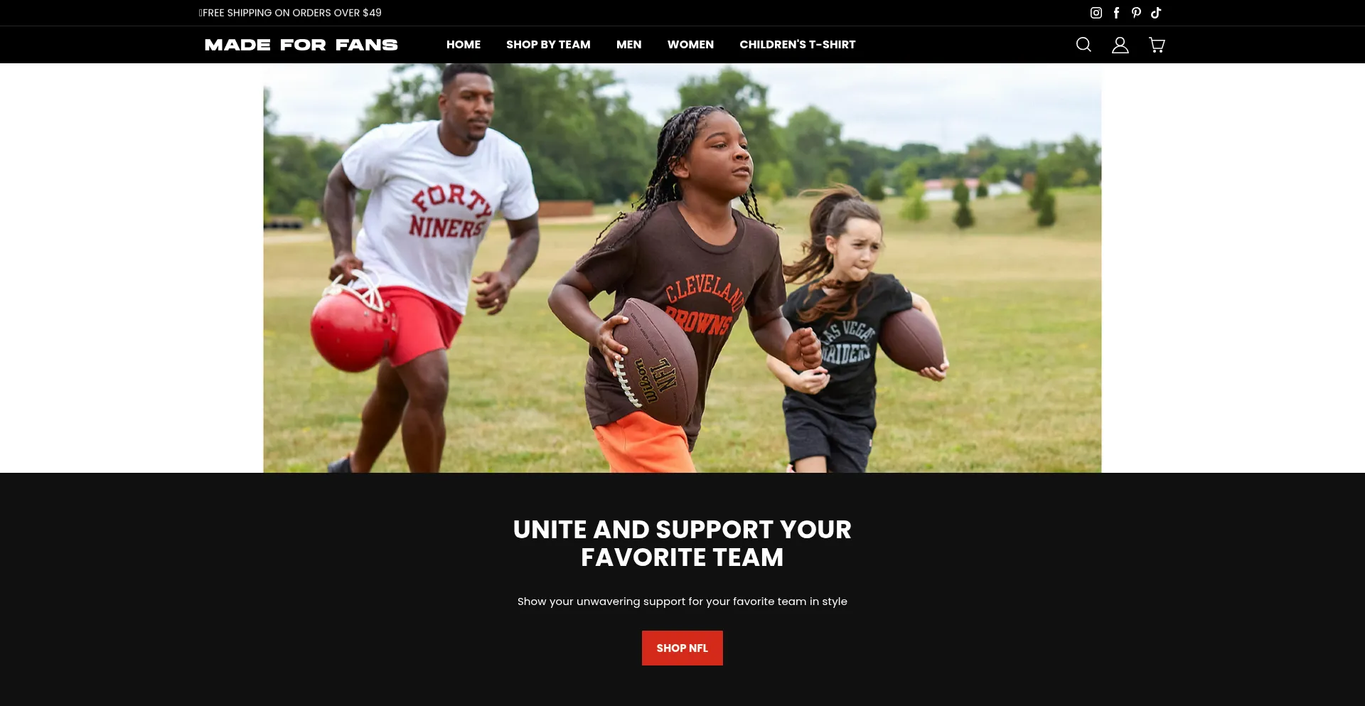 Website screenshot of Onlyfansnfl.com