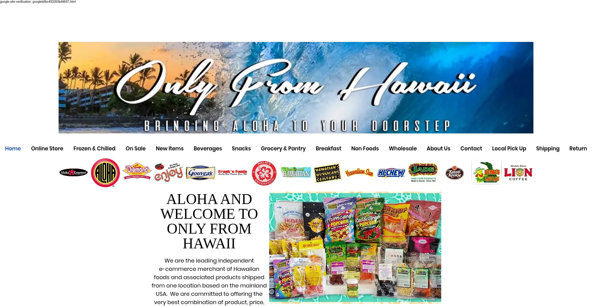 Website screenshot of Onlyfromhawaii.com