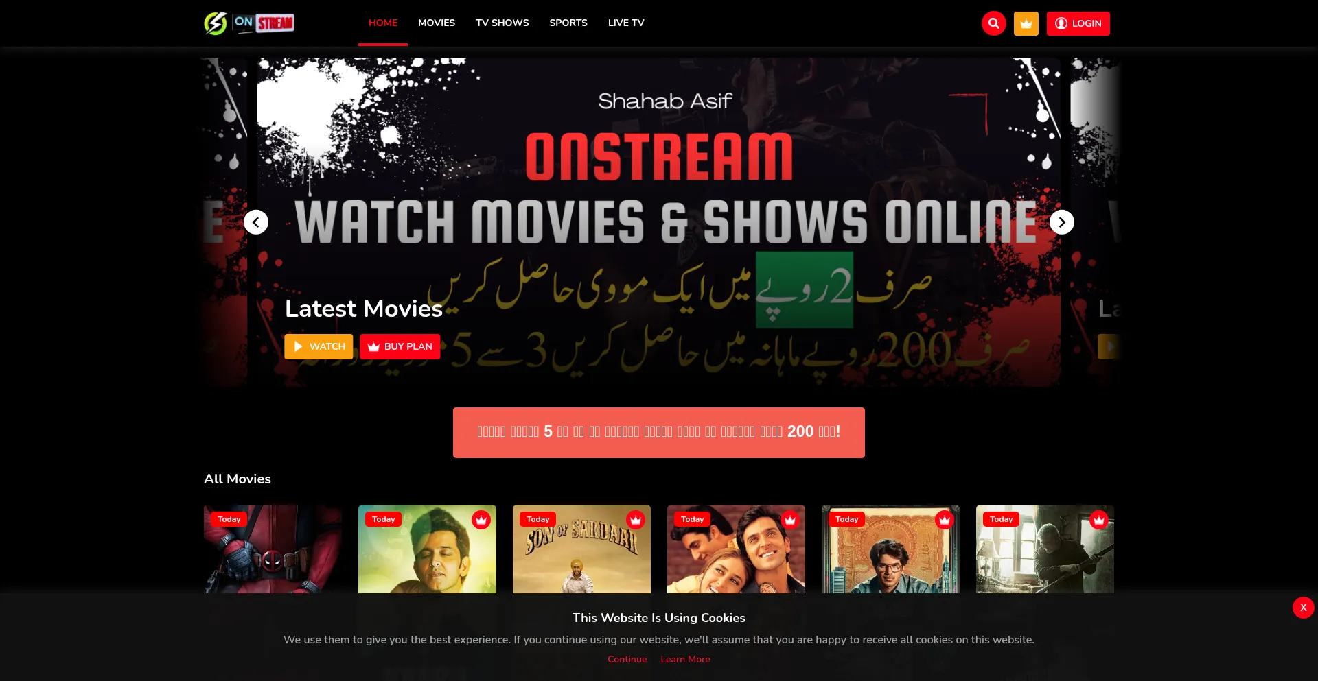 Website screenshot of Onstream.cloud