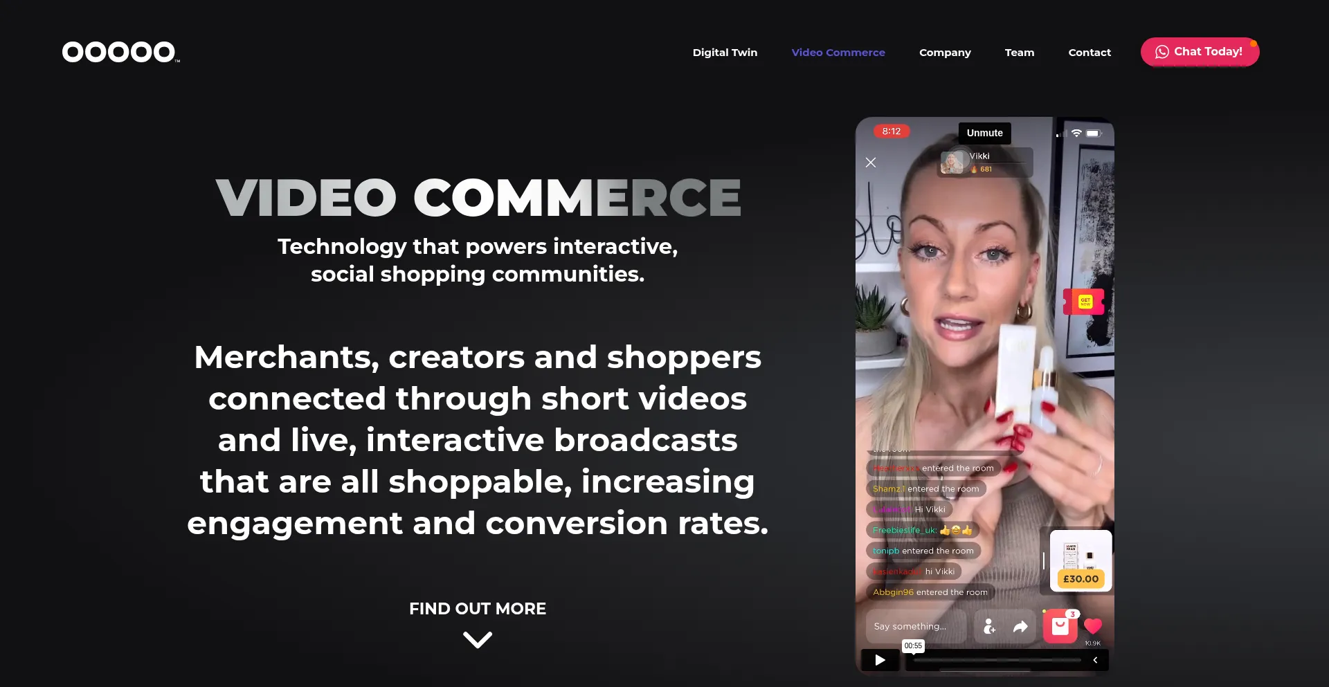 Website screenshot of Ooooo.com