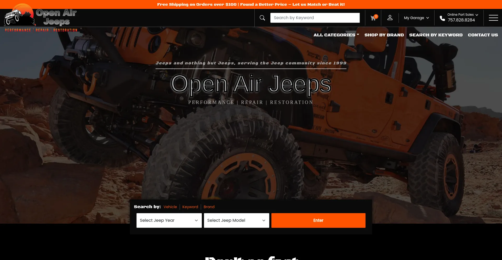 Website screenshot of Openairjeeps.shop
