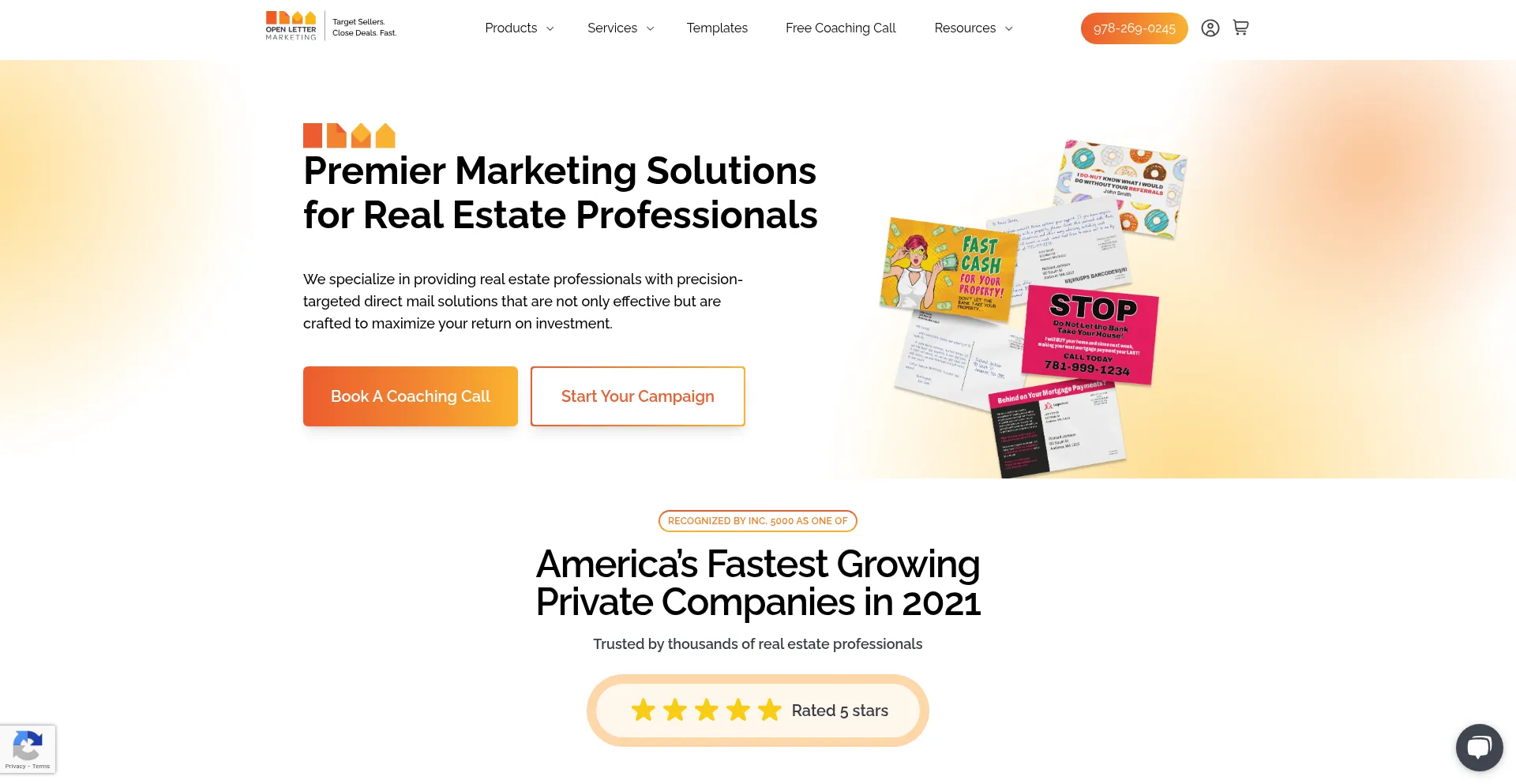 Website screenshot of Openlettermarketing.com